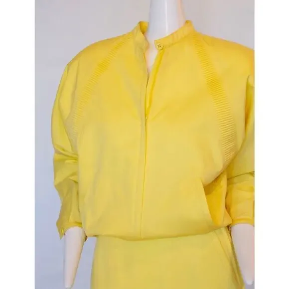 Vintage Gianni Versace Canary Yellow 100% Cotton Skirt & Jacket Ensemble